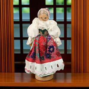 Vintage Wooden Folk Art Doll: Collectible Eastern European Figurine